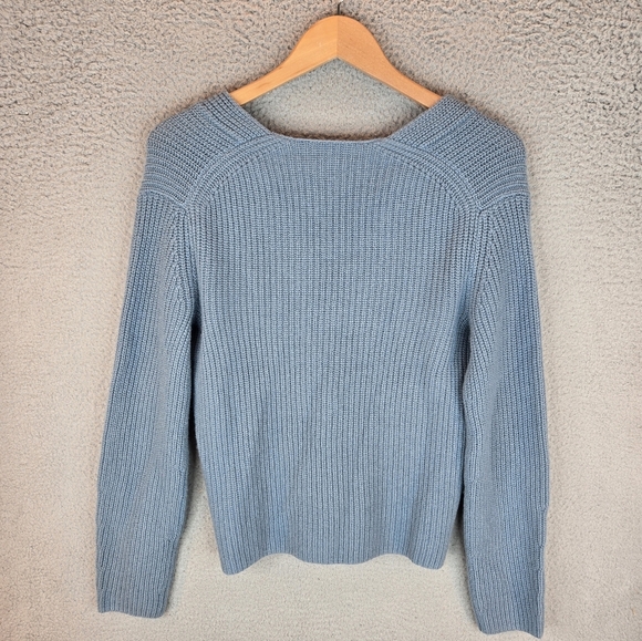 Vince Womens Sweater Sz S Wool-Cashmere Blend Soft Cozy Pull Shaker Stitch Blue - Picture 8 of 10